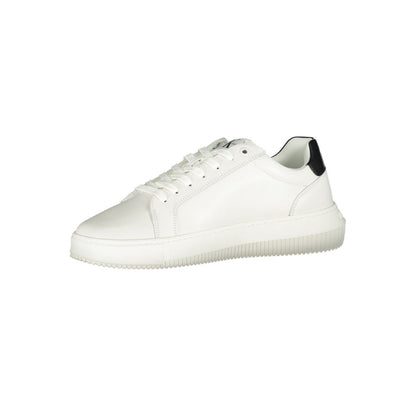 Sneakers by Calvin Klein for men in polyester polyethylene leather white presents a sumptuous silhouette from the Men's Casual Polyester Polyethylene Leather Sneakers collection, showcasing a sumptuous casual style for an elevated aesthetic.