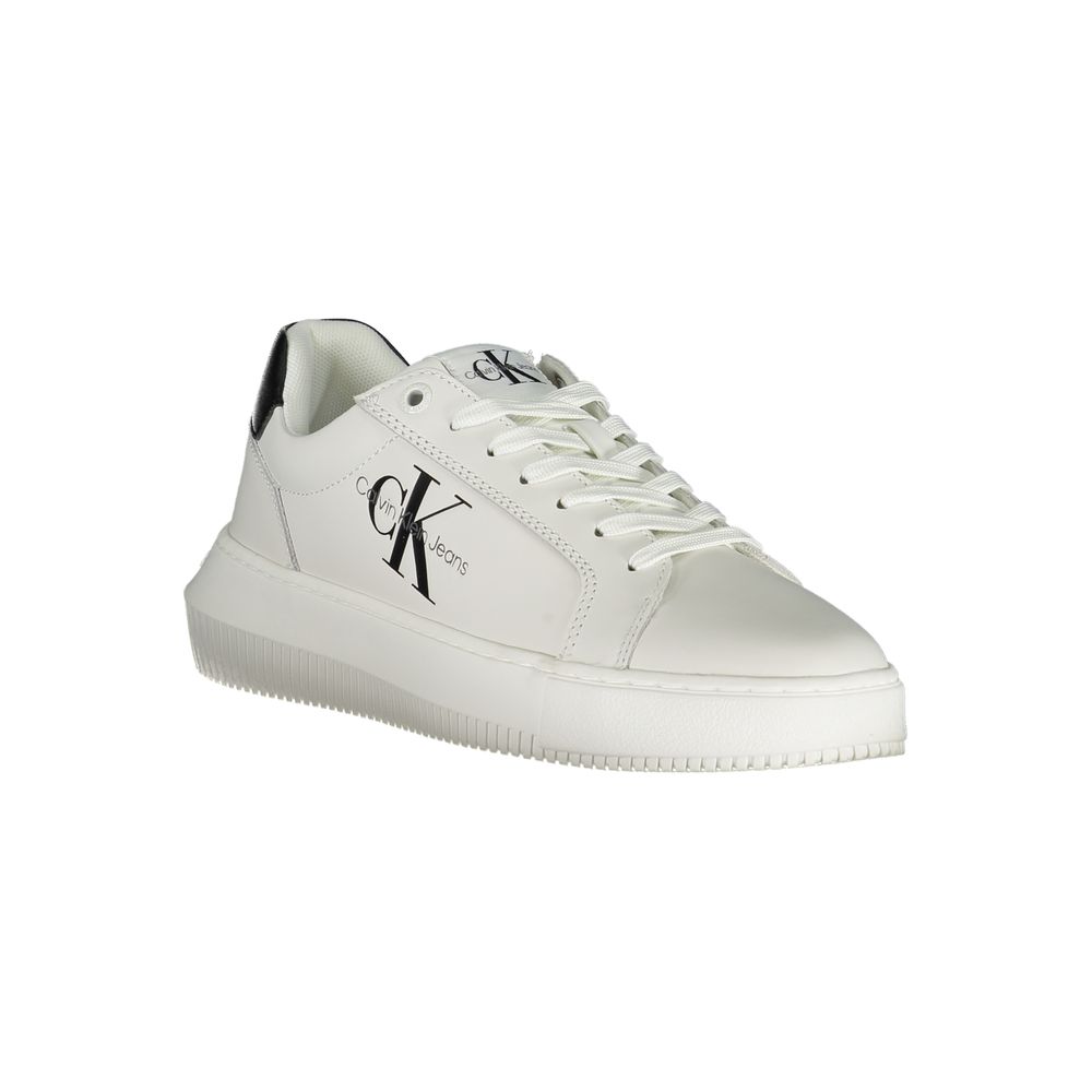 Sneakers by Calvin Klein for women in polyester polyethylene leather white presents a sumptuous silhouette from the Women's Athletic Casual Polyester Polyethylene Leather Sneakers collection, showcasing a sumptuous athletic casual style for an elevated aesthetic.