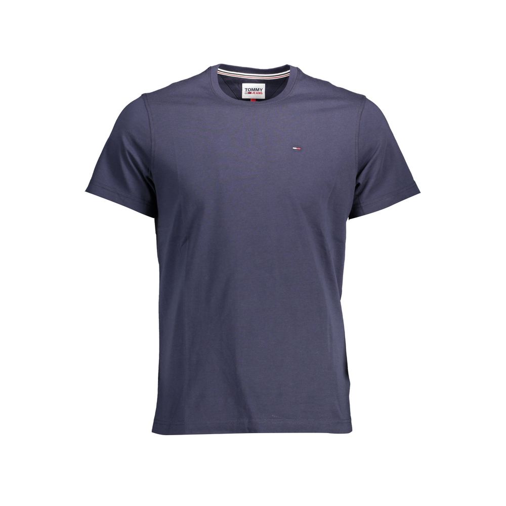T-Shirt by Tommy Hilfiger for men in organic cotton & poly leather black, blue & print showcases a unassuming silhouette, artfully detailed with a refined and unassuming for a sophisticated, contemporary look.