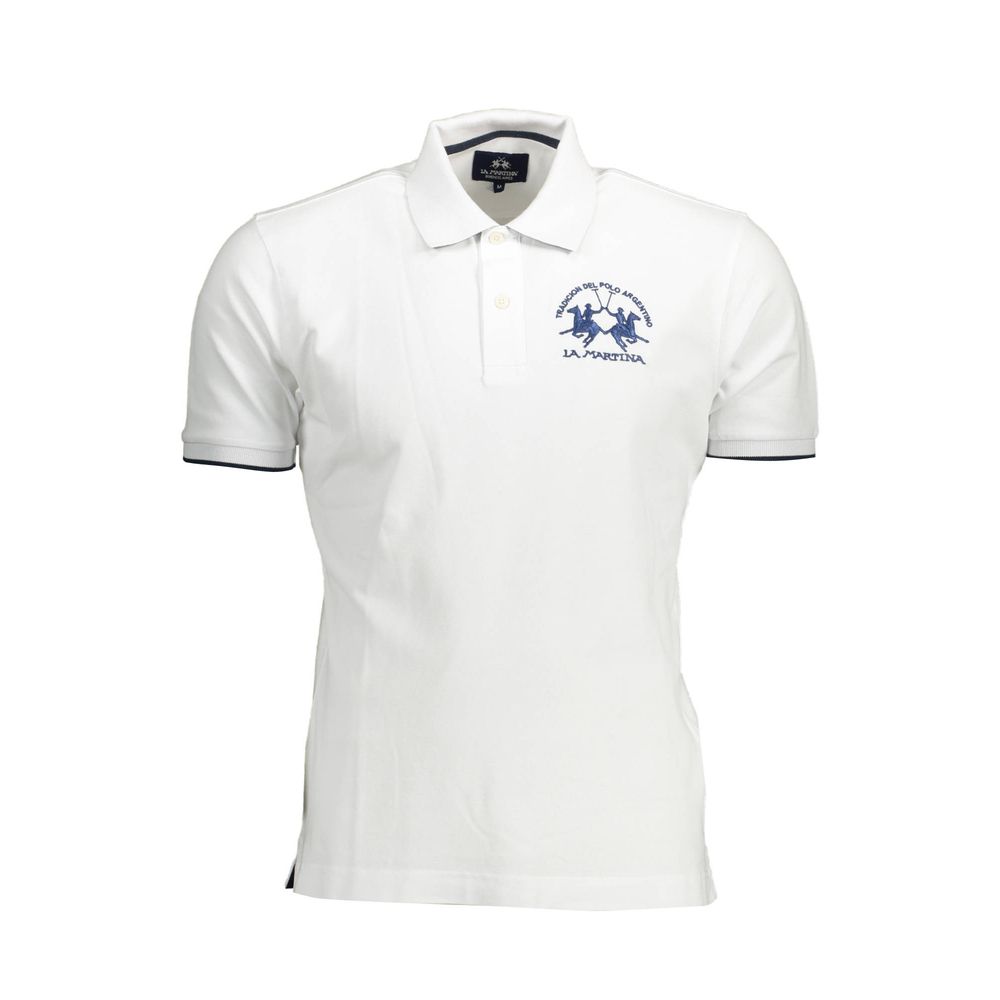 Polo Shirt by La Martina for men in cotton white presents a sleek silhouette, featuring a refined and for a sleek finish.