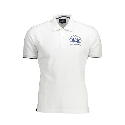 Polo Shirt by La Martina for men in cotton white presents a sleek silhouette, featuring a refined and for a sleek finish.