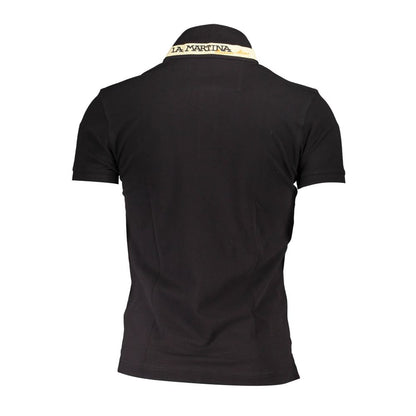 La Martina Black Slim Fit Contrast Detail Polo