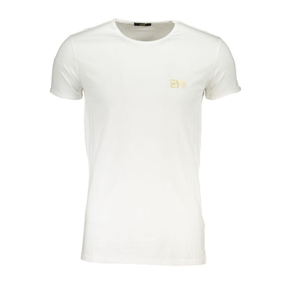 T-Shirt by Cavalli Class for men in stretch cotton white & print features a plush silhouette, showcasing a sophisticated and for a truly plush finish.