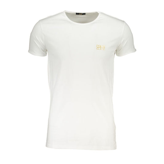 T-Shirt by Cavalli Class for men in stretch cotton white & print features a plush silhouette, showcasing a sophisticated and for a truly plush finish.
