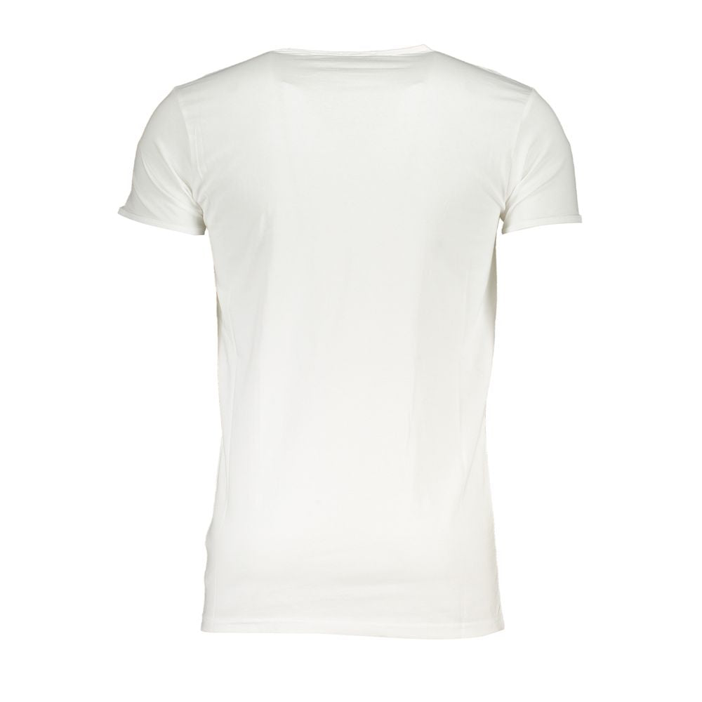 T-Shirt by Cavalli Class for men in cotton white & print showcases a unassuming silhouette, artfully detailed with a refined and unassuming for a sophisticated, contemporary look.