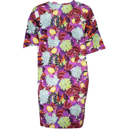 Cavalli Class Purple Floral Cotton T-Shirt Dress