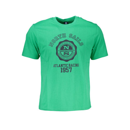 T-Shirt by North Sails for men in cotton green & print features a plush silhouette, showcasing a sophisticated wrap crew neckline and for a truly plush finish.