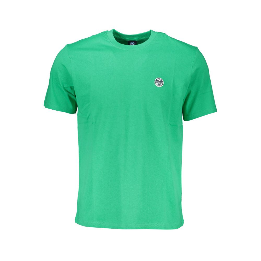 T-Shirt by North Sails for men in cotton green showcases a fashionable silhouette, elegantly detailed with a fashionable short-sleeve and crew neckline for a sophisticated, high-fashion look.
