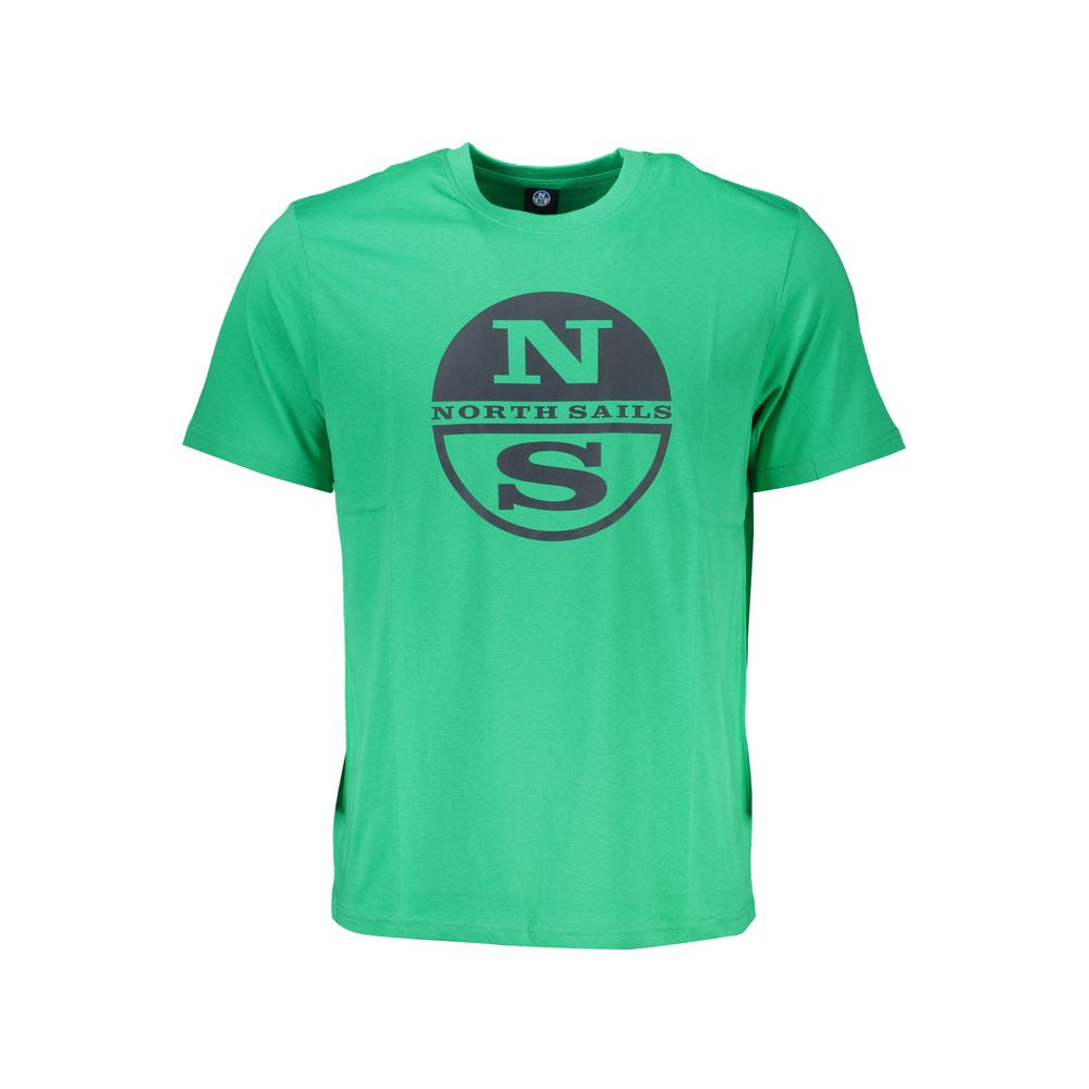 T-Shirt by North Sails for men in cotton green & print features a plush silhouette, showcasing a sophisticated crew neckline and for a truly plush finish.