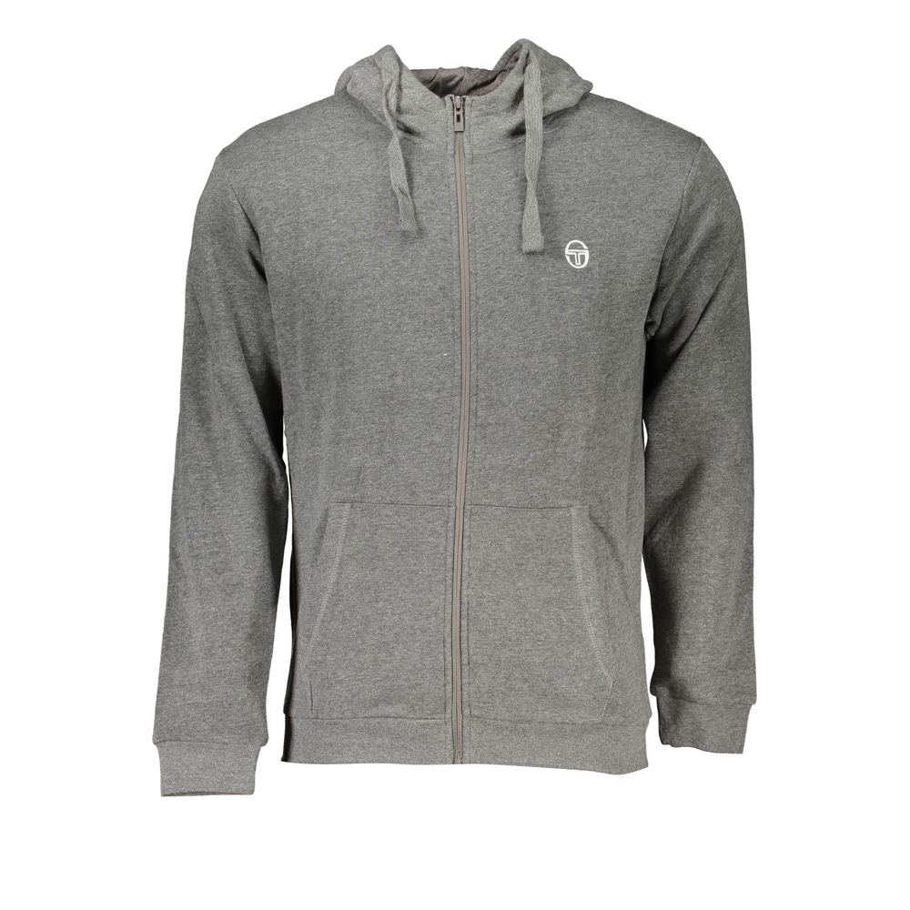 Hooded Sweatshirt Hoodie by Sergio Tacchini for men in cotton polyester brown, gray & signature features a edgy silhouette, detailed with a edgy hooded neckline and for a refined finish.