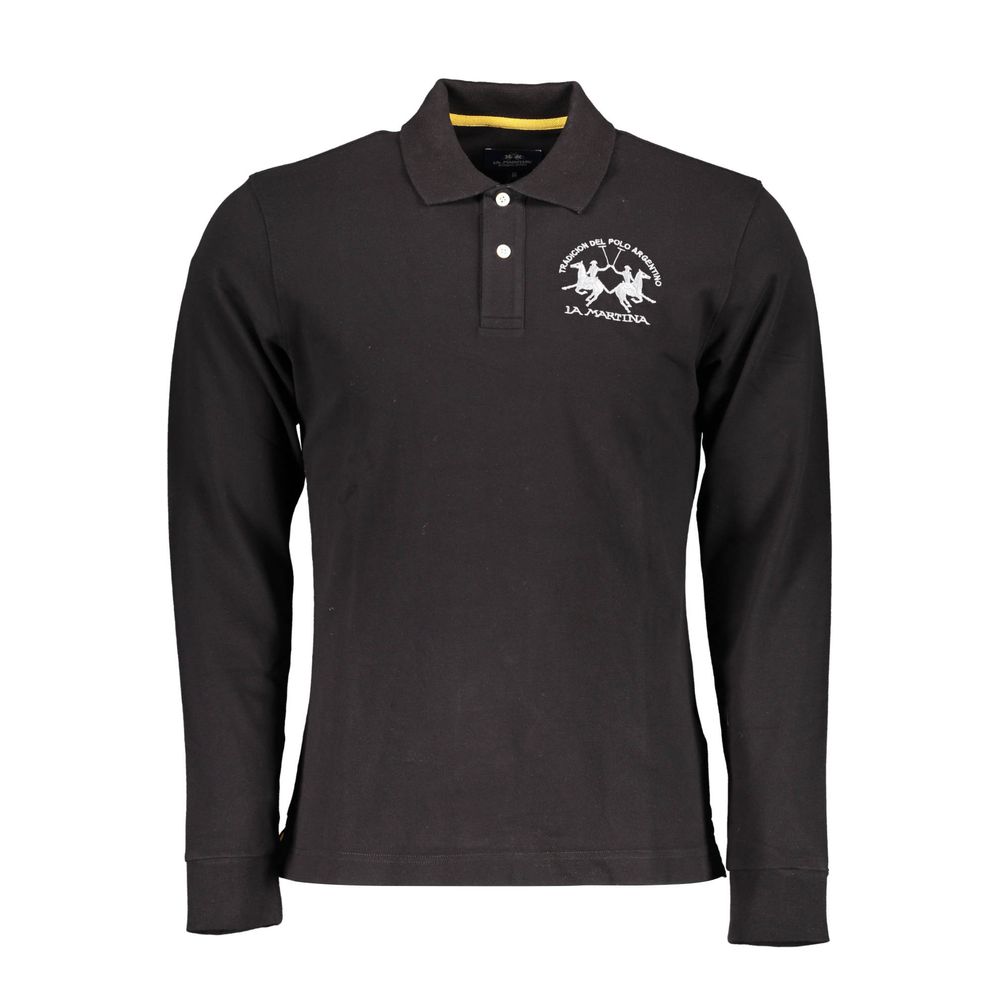 Polo Shirt by La Martina for men in stretch cotton black showcases a enviable silhouette, featuring a refined and long-sleeve for a enviable finish.