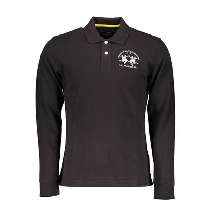 Polo Shirt by La Martina for men in stretch cotton black showcases a enviable silhouette, featuring a refined and long-sleeve for a enviable finish.