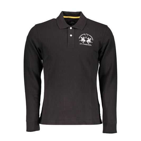 Polo Shirt by La Martina for men in stretch cotton black showcases a enviable silhouette, featuring a refined and long-sleeve for a enviable finish.
