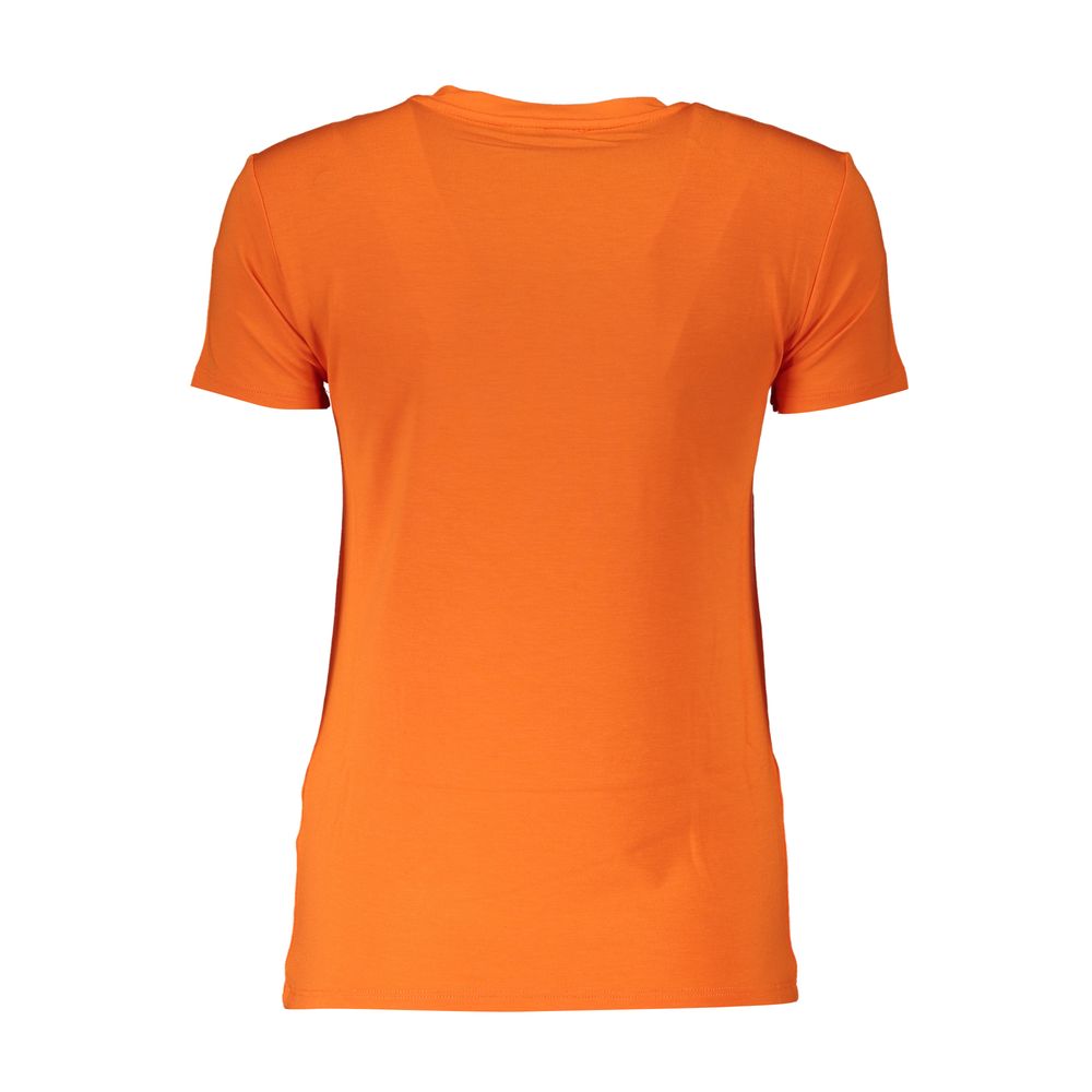 T-Shirt by Patrizia Pepe for women in stretch viscose & rhinestone orange showcases a fashionable silhouette, elegantly detailed with a fashionable and for a sophisticated, high-fashion look.