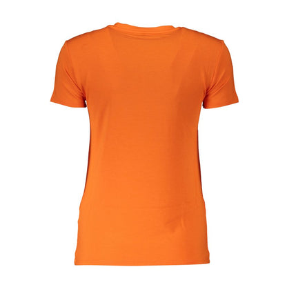 T-Shirt by Patrizia Pepe for women in stretch viscose & rhinestone orange showcases a fashionable silhouette, elegantly detailed with a fashionable and for a sophisticated, high-fashion look.