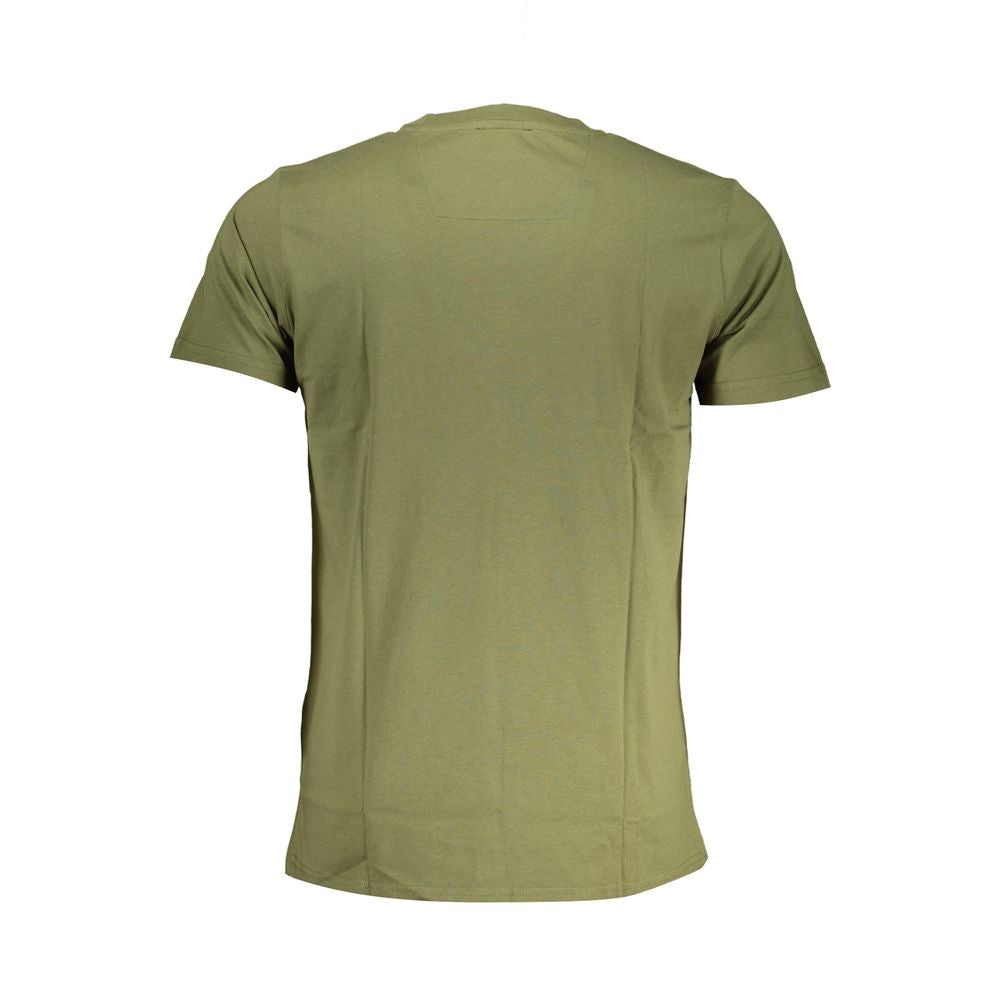 T-Shirt by Cavalli Class for men in cotton blue, green & print features a plush silhouette, showcasing a sophisticated and for a truly plush finish.