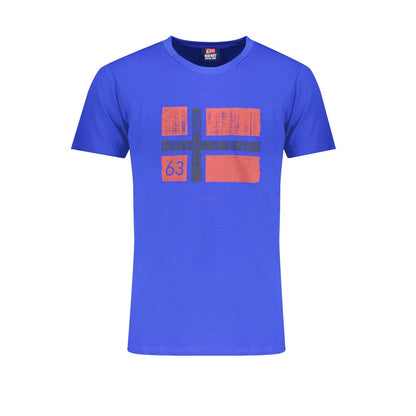 T-Shirt by Norway 1963 for men in cotton blue & print features an on trend silhouette, perfectly showcasing a on trend and crew neckline for an elevated aesthetic.