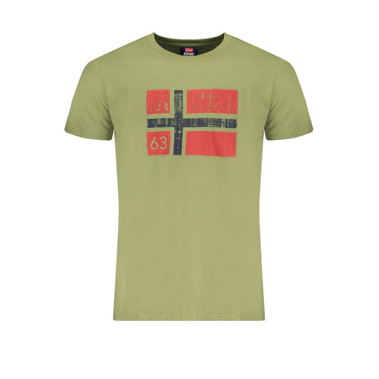 T-Shirt by Norway 1963 for men in cotton green & print showcases a unassuming silhouette, artfully detailed with a refined crew neckline and unassuming for a sophisticated, contemporary look.
