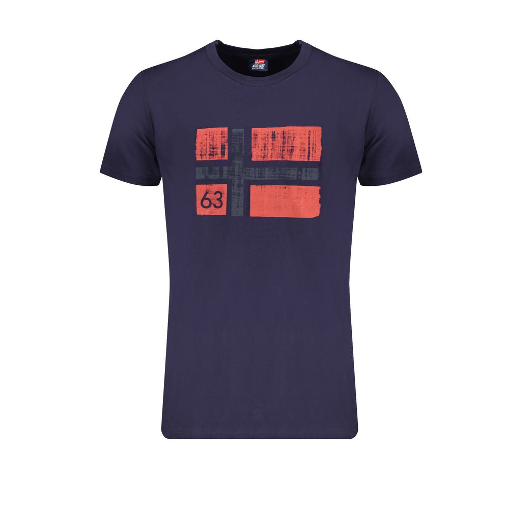 T-Shirt by Norway 1963 for men in cotton blue & print showcases a dramatic silhouette, elegantly detailed with a dramatic crew neckline and for a truly dramatic finish.