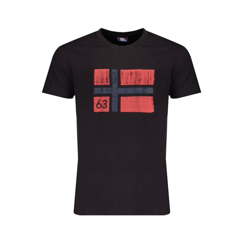 T-Shirt by Norway 1963 for men in cotton black & print showcases a fashionable silhouette, elegantly detailed with a fashionable and crew neckline for a sophisticated, high-fashion look.