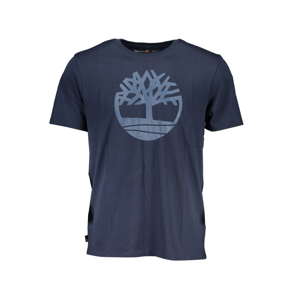 T-Shirt by Timberland for men in organic cotton blue & print showcases a unassuming silhouette, artfully detailed with a refined crew neckline and unassuming short-sleeve for a sophisticated, contemporary look.