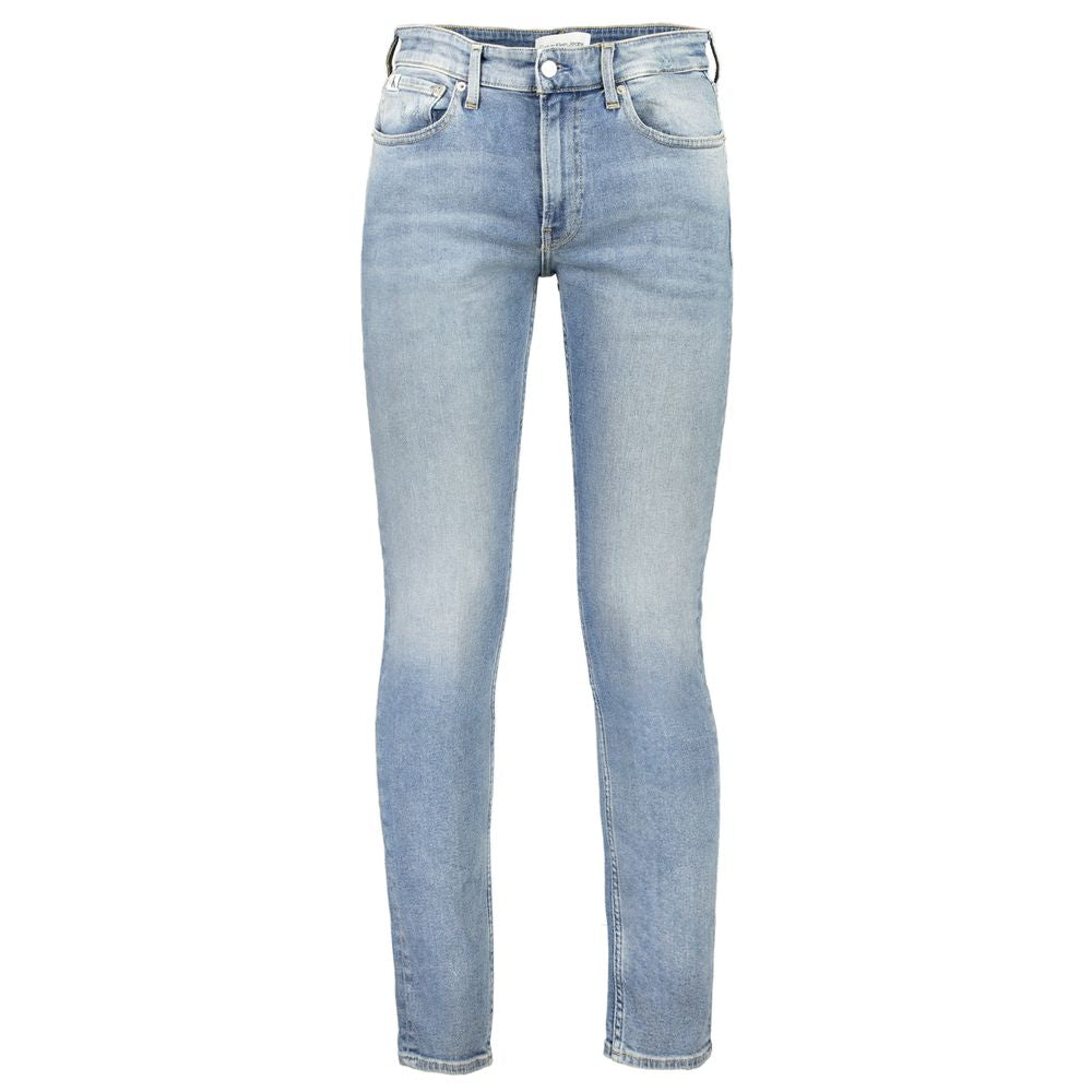 Jeans by Calvin Klein for men in stretch denim cotton blue presents a refined pantology silhouette, artfully defined by a refined pantology tapered-leg & slim, long, and a sophisticated .