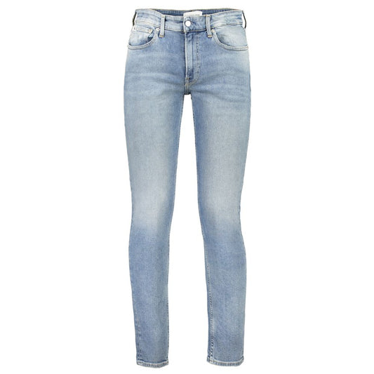 Jeans by Calvin Klein for men in stretch denim cotton blue presents a refined pantology silhouette, artfully defined by a refined pantology tapered-leg & slim, long, and a sophisticated .