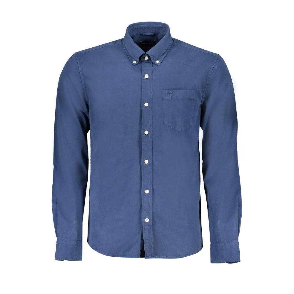 Shirt by North Sails for men in organic cotton blue features an polished silhouette, showcasing a sophisticated button-down-collar neckline and detail for a truly polished finish.
