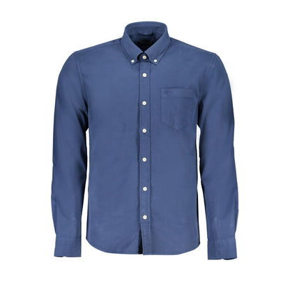Shirt by North Sails for men in organic cotton blue features an polished silhouette, showcasing a sophisticated button-down-collar neckline and detail for a truly polished finish.
