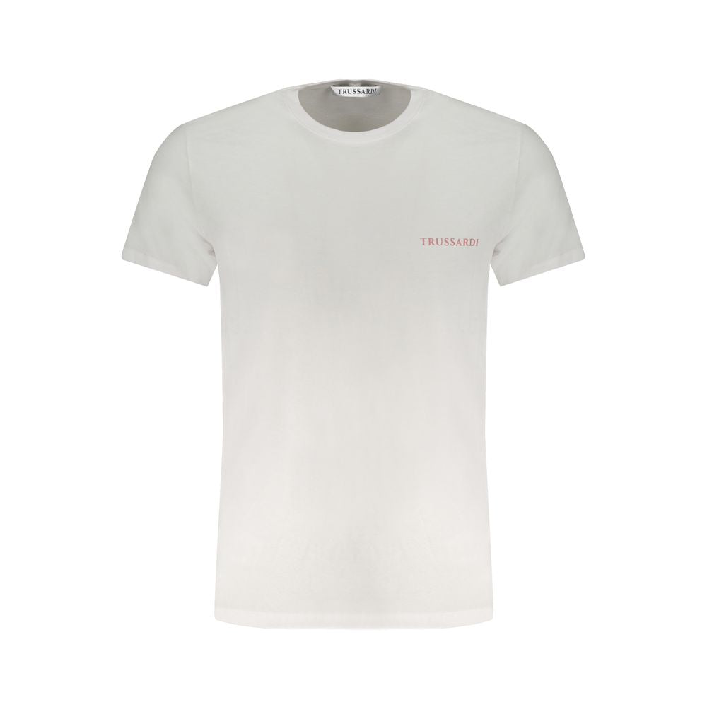 T-Shirt by Trussardi for men in cotton white & print features a plush silhouette, showcasing a sophisticated crew neckline and short-sleeve for a truly plush finish.