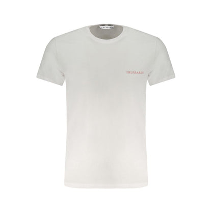T-Shirt by Trussardi for men in cotton white & print features a plush silhouette, showcasing a sophisticated crew neckline and short-sleeve for a truly plush finish.