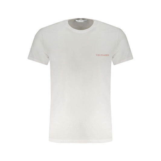 T-Shirt by Trussardi for men in cotton white & print features a plush silhouette, showcasing a sophisticated crew neckline and short-sleeve for a truly plush finish.