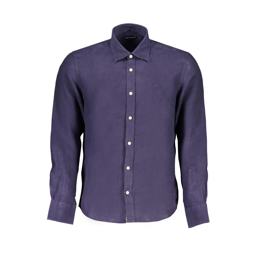 Shirt by North Sails for men in organic cotton blue showcases a sharp silhouette, elegantly detailed with a sharp and sharp .