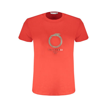 T-Shirt by Trussardi for men in cotton red & print showcases a chic silhouette, artfully detailed with a chic crew neckline and for a chic finish.