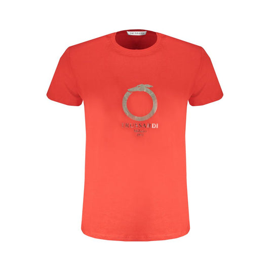 T-Shirt by Trussardi for men in cotton red & print showcases a chic silhouette, artfully detailed with a chic crew neckline and for a chic finish.