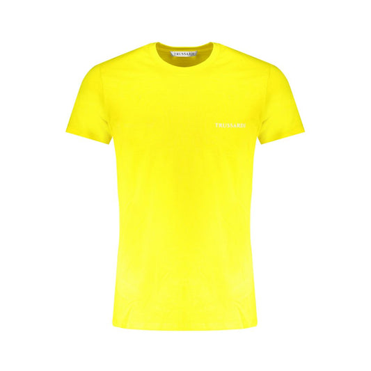 T-Shirt by Trussardi for men in cotton yellow & print features an edgy silhouette, meticulously detailed with a sophisticated and crew neckline for a truly edgy finish.