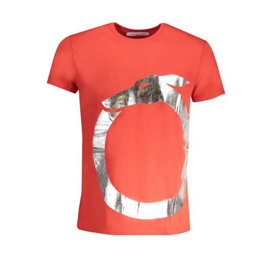 T-Shirt by Trussardi for men in cotton red & print features an edgy silhouette, meticulously detailed with a sophisticated and crew neckline for a truly edgy finish.