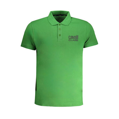 Polo Shirt by Cavalli Class for men in cotton green & print features a eye catching silhouette, showcasing a refined and short-sleeve for a eye catching finish.