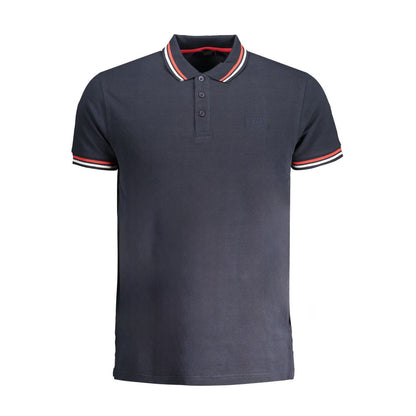 Polo Shirt by Cavalli Class for men in cotton blue & signature presents a distinguished silhouette, showcasing a sophisticated and distinguished for a truly distinguished finish.