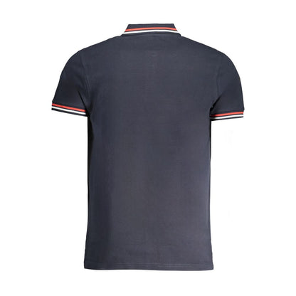 Polo Shirt by Cavalli Class for men in cotton blue & signature presents a sleek silhouette, featuring a refined and for a sleek finish.