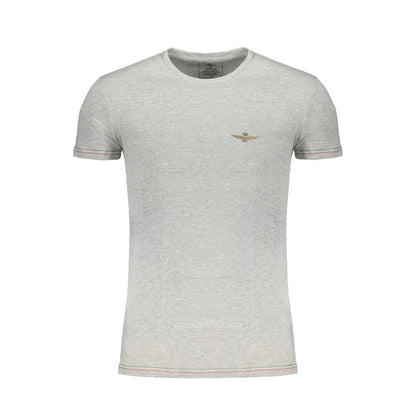 T-Shirt by Aeronautica Militare for men in stretch cotton brown, gray & print showcases a chic silhouette, artfully detailed with a chic crew neckline and short-sleeve for a chic finish.