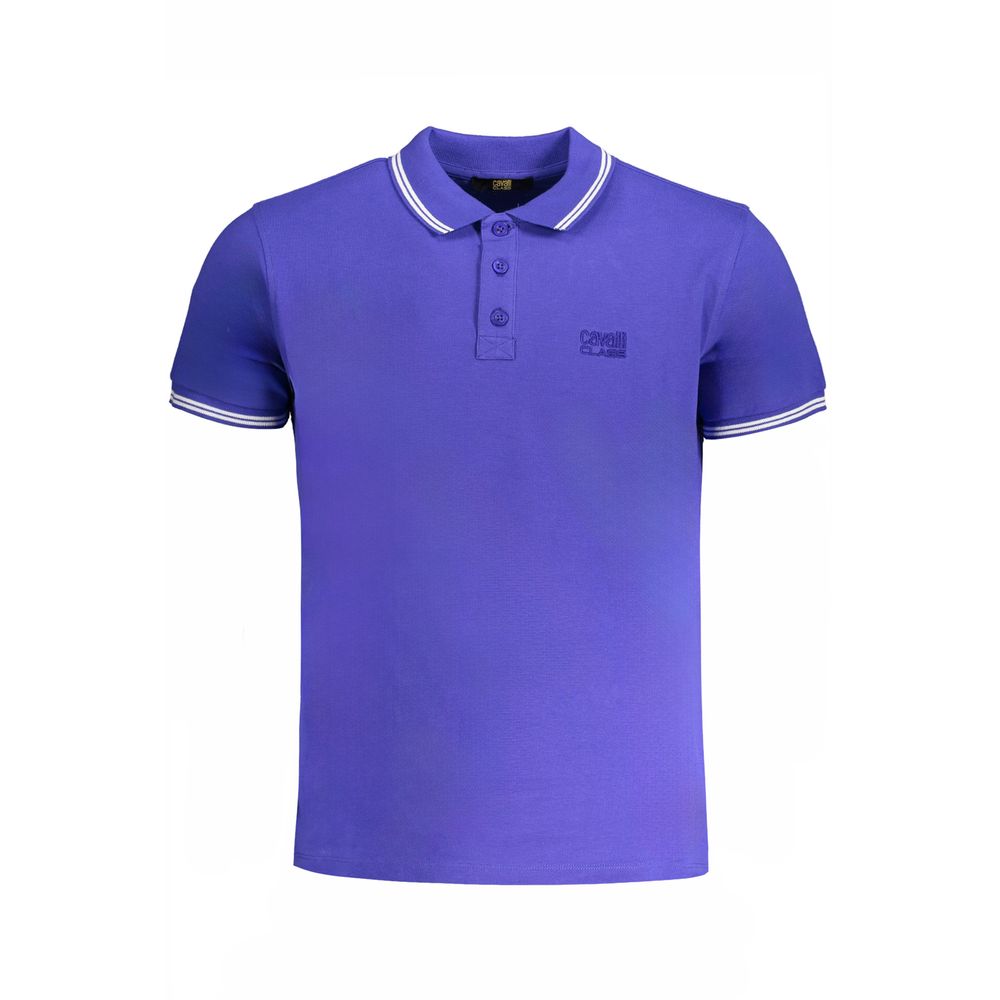 Polo Shirt by Cavalli Class for men in cotton blue presents a sleek silhouette, featuring a refined and for a sleek finish.