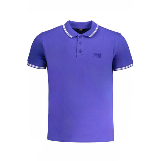Polo Shirt by Cavalli Class for men in cotton blue presents a sleek silhouette, featuring a refined and for a sleek finish.