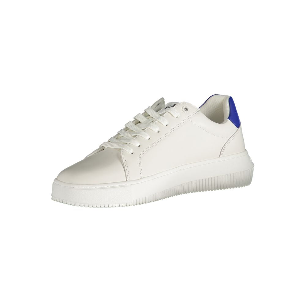 Sneakers by Calvin Klein for men in polyester white & print presents a sumptuous silhouette as Men's Fashion Polyester Sneakers, expertly defined by a sumptuous fashion style for a sumptuous, high-fashion look.