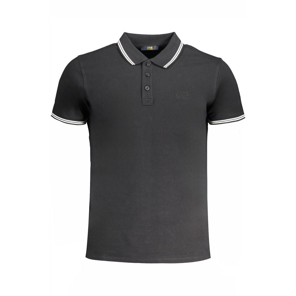 Polo Shirt by Cavalli Class for men in cotton black presents a distinguished silhouette, showcasing a sophisticated and distinguished for a truly distinguished finish.