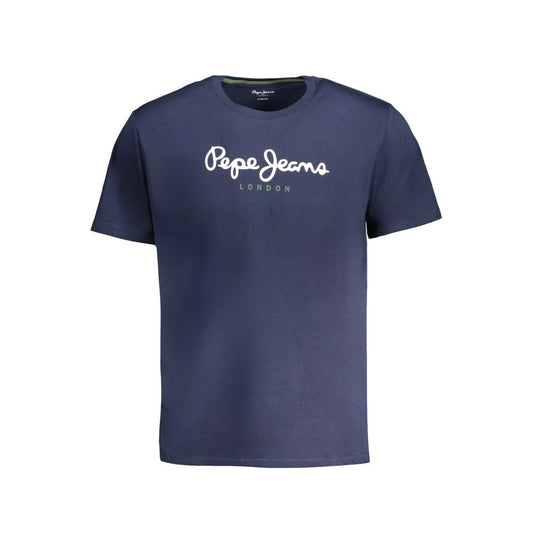T-Shirt by Pepe Jeans for men in cotton blue & print features an edgy silhouette, meticulously detailed with a sophisticated and crew neckline for a truly edgy finish.