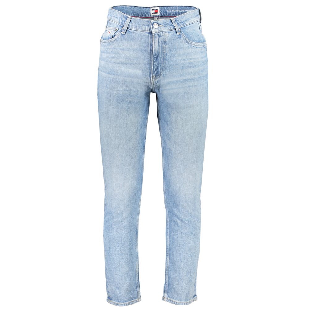 Jeans by Tommy Hilfiger for men in stretch denim cotton light-blue & signature features an sophisticated and tapered-leg & regular-fit with a precise long, creating a sophisticated and sophisticated silhouette.