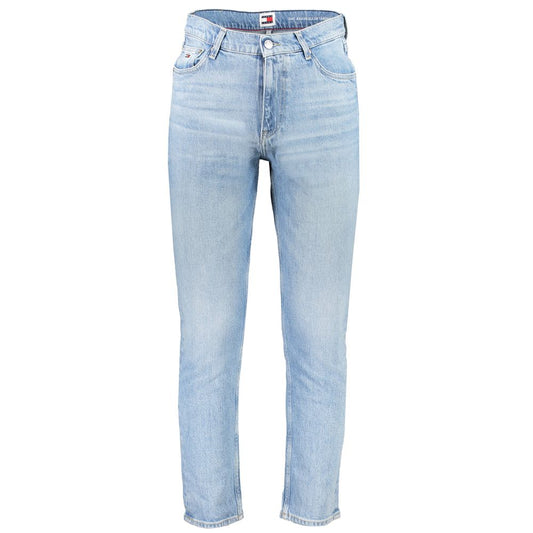 Jeans by Tommy Hilfiger for men in stretch denim cotton light-blue & signature features an sophisticated and tapered-leg & regular-fit with a precise long, creating a sophisticated and sophisticated silhouette.