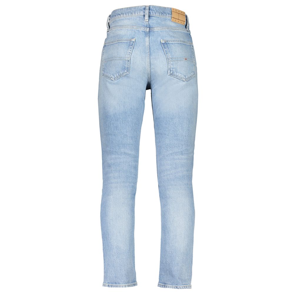 Jeans by Tommy Hilfiger for men in stretch denim cotton light-blue & signature features an refined tailoring silhouette, showcasing a premium tapered-leg & regular-fit with a and long cut for a refined tailoring look.