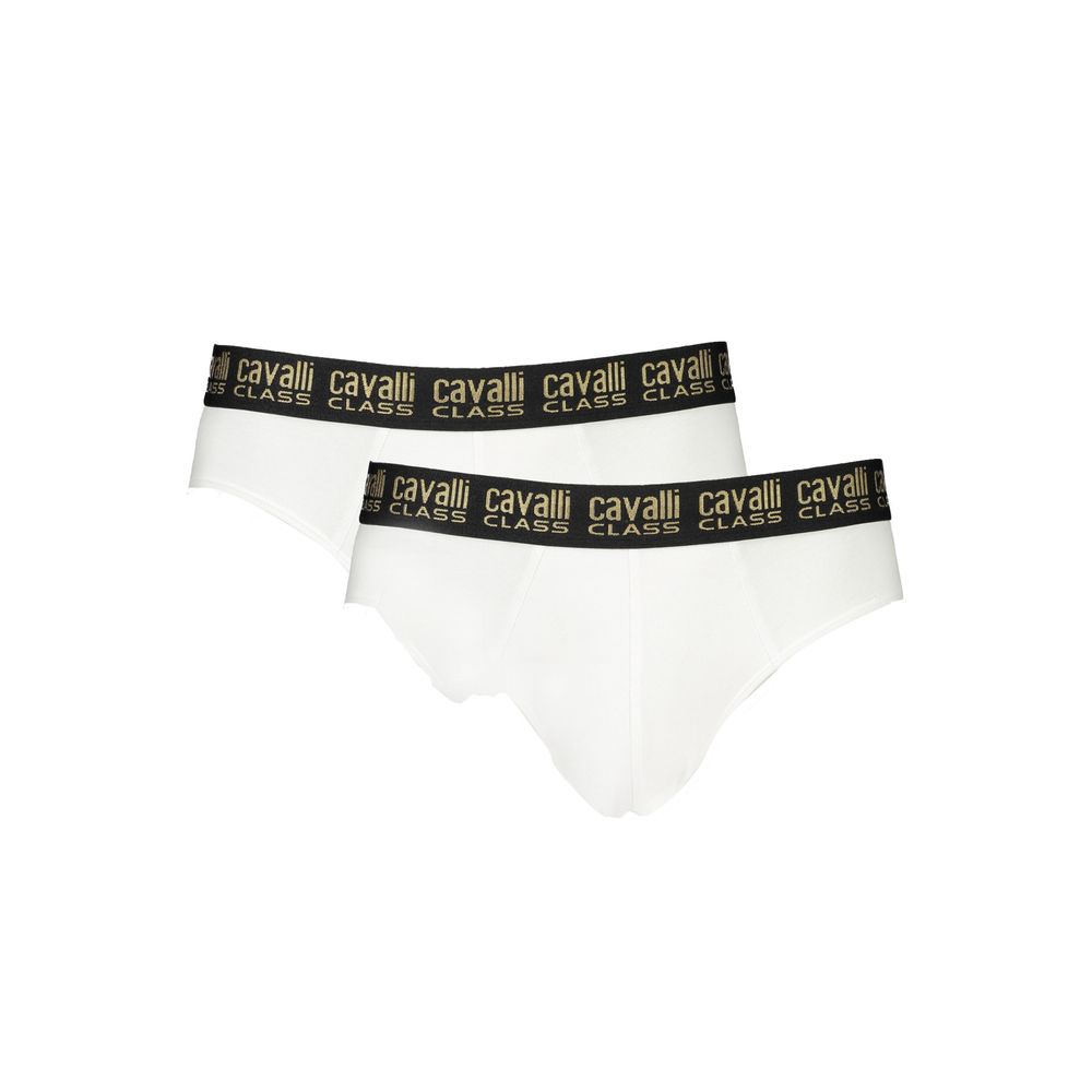 Underwear Briefs by Cavalli Class for men in stretch cotton white features a contoured Crisp Men's Stretch Cotton Underwear Briefs design with a contoured finish.